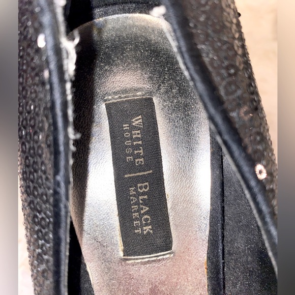 White House Black Market Black Sequin Heel Shoes - Picture 3 of 6